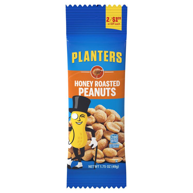 KRAFT FOODS, INC Planters® 60004059 Honey Roasted Peanuts, 1.75 oz Tubes, 18 Tubes/Box, 2 Boxes/Carton