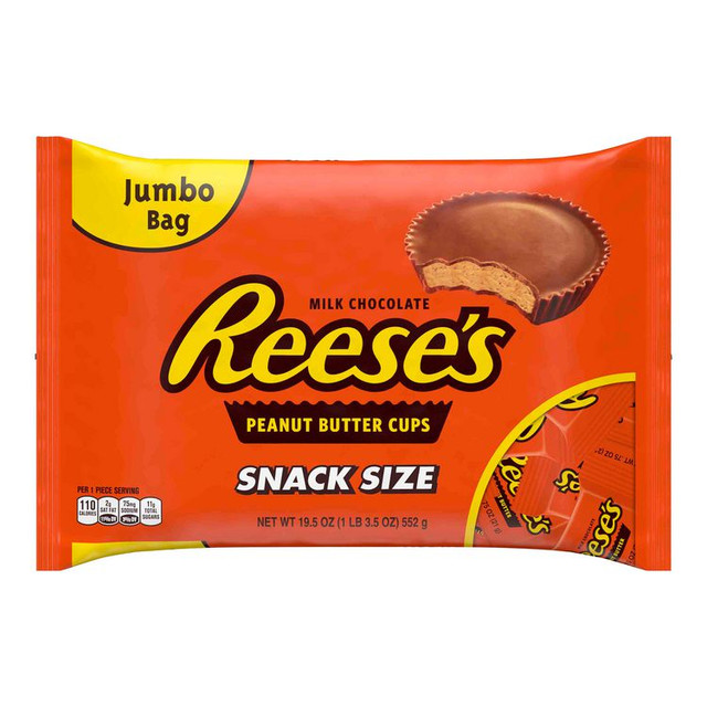 THE HERSHEY COMPANY Reese's® 60004058 Snack Size Peanut Butter Cups, 19.5 oz Bag, 2 Bags/Carton