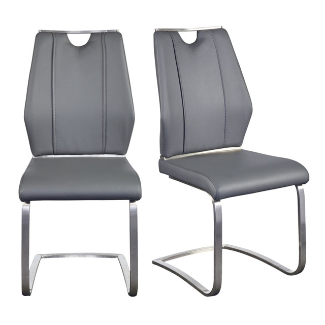 EURO STYLE, INC. Eurostyle 81013GRY  Lexington Side Chairs, Gray/Brushed Steel, Set Of 2 Chairs