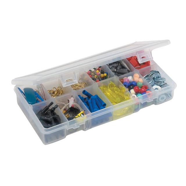 Plano Molding 345500 Small Parts Boxes & Organizers; Product Type: Compartment Box ; Lock Type: Tension Latch ; Width (Inch): 4 ; Number of Dividers: 6 ; Removable Dividers: Yes ; Color: Clear