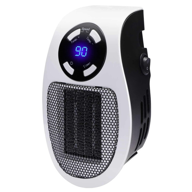 BRENTWOOD APPLIANCES, INC. 995114187M Brentwood 350-Watt Plug-In Personal Space Heater, 4-1/2in x 3/4in, Black/White