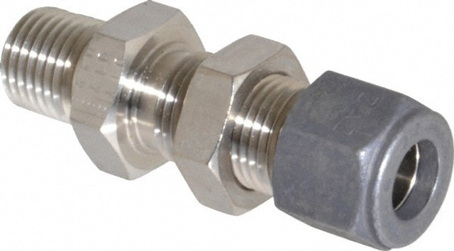 Parker 6-4 FH2BZ-SS Compression Tube Bulkhead Connector: 1/4" Thread, Compression x MNPT