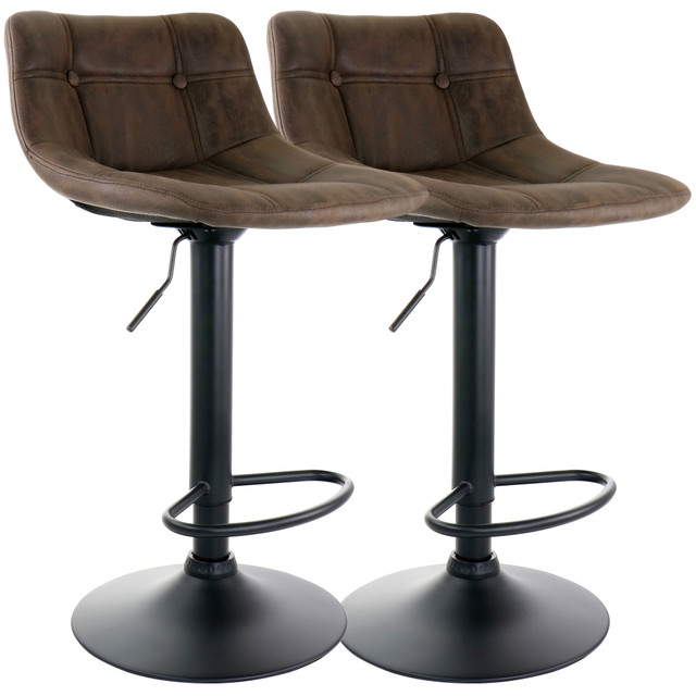 MEGAGOODS, INC. Elama 995117987M  Velvet Adjustable Bar Stools, Brown/Matte Black, Set Of 2 Stools