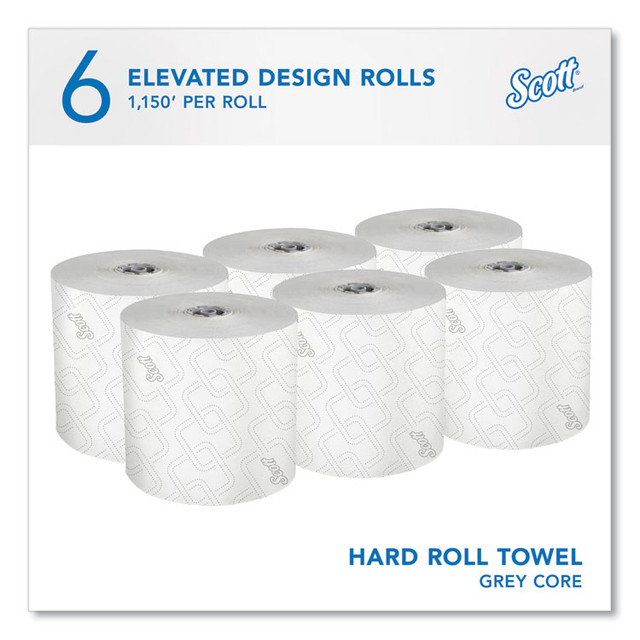 KIMBERLY-CLARK PROFESSIONAL Scott® 25703 Pro Hard Roll Paper Towels with Elevated Scott Design for Scott Pro Dispenser, Gray Core Only, 1-Ply, 1,150 ft, 6 Rolls/CT