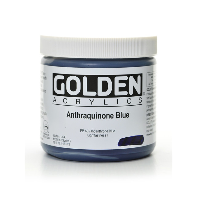 GOLDEN ARTIST COLORS, INC. 1005-6 Golden Heavy Body Acrylic Paint, 16 Oz, Anthraquinone Blue