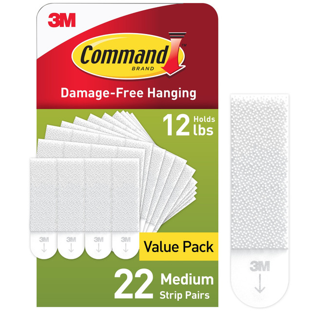 3M CO 17204-22NA Command Medium Picture Hanging Strips, 22 White Adhesive Strip Pairs (44 Strips), Damage Free Hanging Picture Hangers, No Tools Wall Hanging Strips For Living Spaces