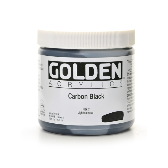 GOLDEN ARTIST COLORS, INC. 1040-6 Golden Heavy Body Acrylic Paint, 16 Oz, Carbon Black