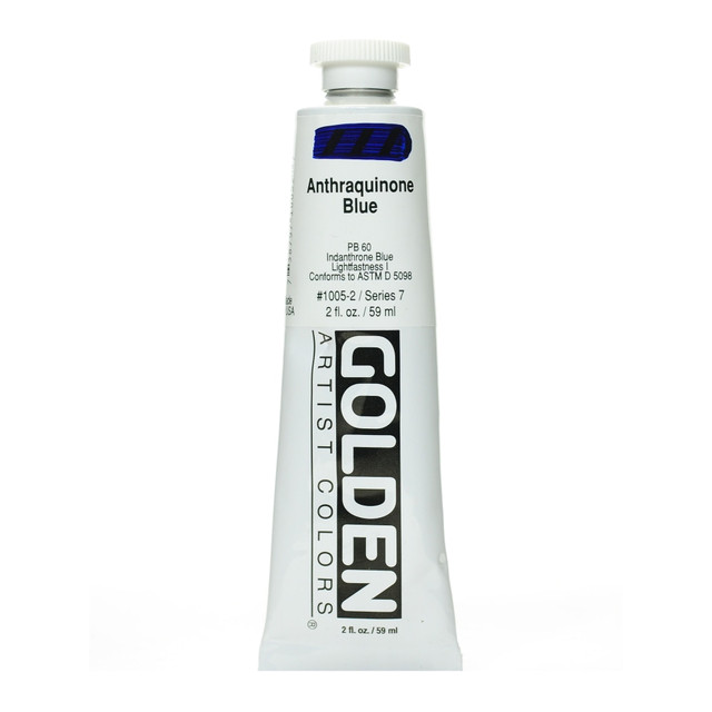 GOLDEN ARTIST COLORS, INC. 1005-2 Golden Heavy Body Acrylic Paint, 2 Oz, Anthraquinone Blue