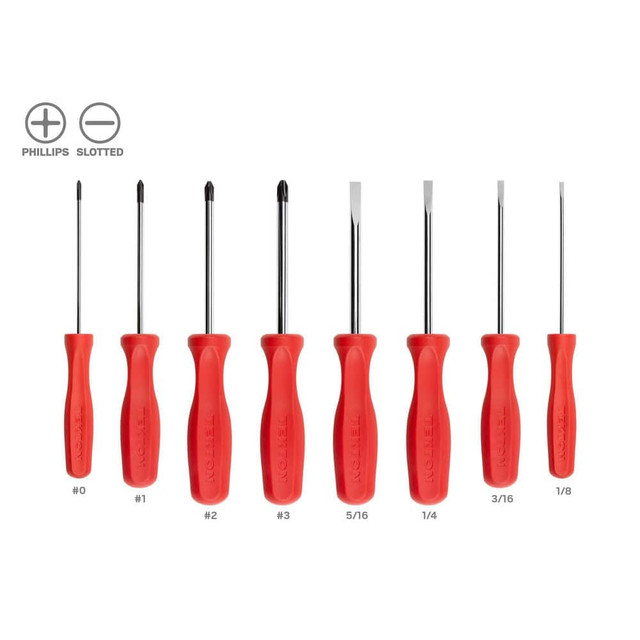 Tekton DRV42024 High-Torque Chrome Blade Screwdriver Set, 4-Piece (#1-#2, 3/16-1/4 in.)