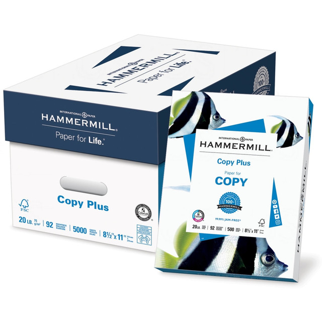 Hammermill HAM105007CT  Copy Plus Multi-Use Printer & Copy Paper, White, Letter (8.5in x 11in), 5000 Sheets Per Case, 20 Lb, 92 Brightness, Case Of 10 Reams