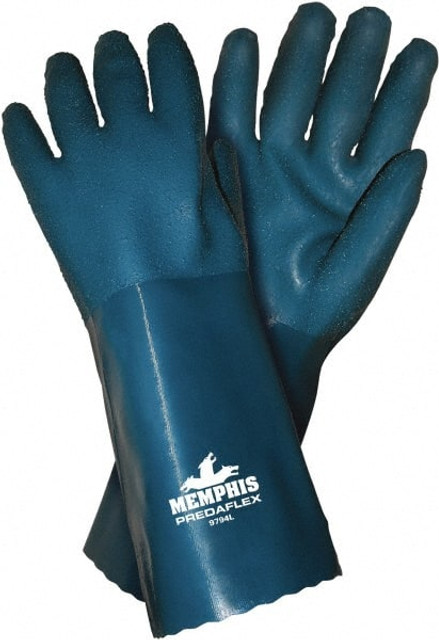 MCR Safety 9794L Chemical Resistant Gloves: Large, 14 mil Thick, Nitrile, Supported