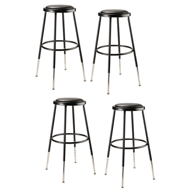 NATIONAL PUBLIC SEATING CORP 6424H-10/4 National Public Seating 6400H-10 Adjustable-Height Stools, 25inH, Black, Set Of 4 Stools