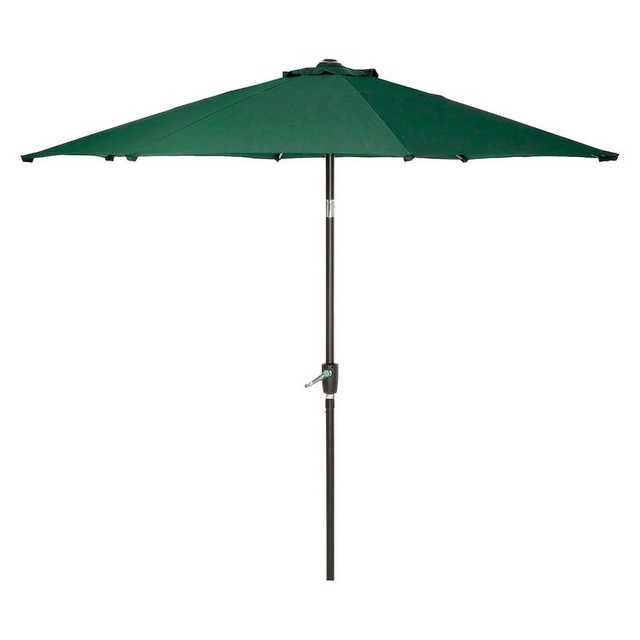 GLOBAL INDUSTRIAL 695329 Outdoor Umbrella with Tilt Mechanism, 102" Span, 94" Long, Green Canopy, Black Handle