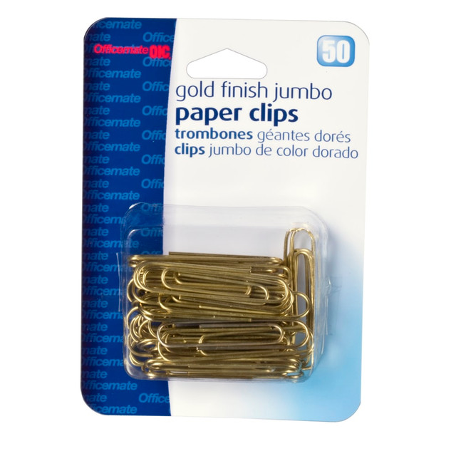 OFFICEMATE INTERNATIONAL CORP. 30915 OIC Paper Clips, Box Of 50, Jumbo, Gold OFFICEMATE INTERNATIONAL CORP. 30915 OIC Paper Clips, Box Of 50, Jumbo, Gold