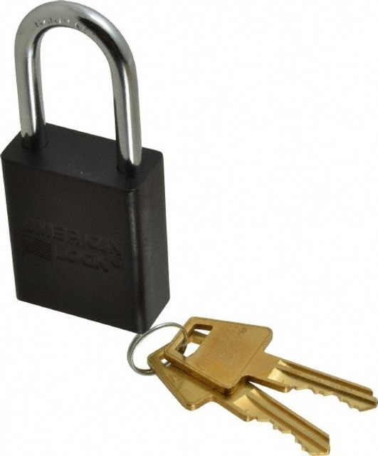 American Lock A1106BLK Lockout Padlock: Keyed Different, Aluminum, Steel Shackle, Black