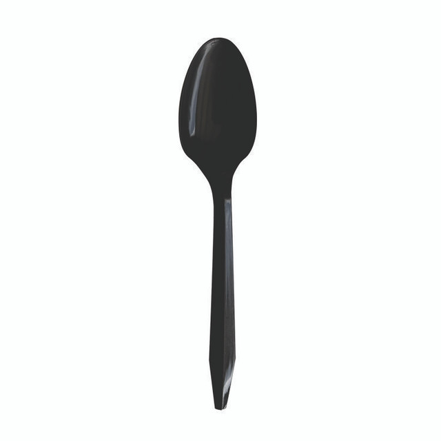 BOARDWALK SPOONBLPPIW Mediumweight Polypropylene Cutlery, Teaspoon, Black, 1,000/Carton