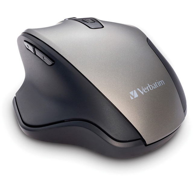 VERBATIM AMERICAS LLC 70242 Verbatim Silent Ergonomic Wireless Blue LED Mouse - Graphite - Blue LED/Optical - Wireless - Radio Frequency - 2.40 GHz - Graphite - 1 Pack - USB - 1600 dpi - 6 Button(s)