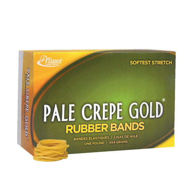 ALLIANCE RUBBER CO 20125 Alliance Rubber Pale Crepe Gold Rubber Bands, #12, 1 3/4in x 1/16in, 1 Lb, Box Of 3,850