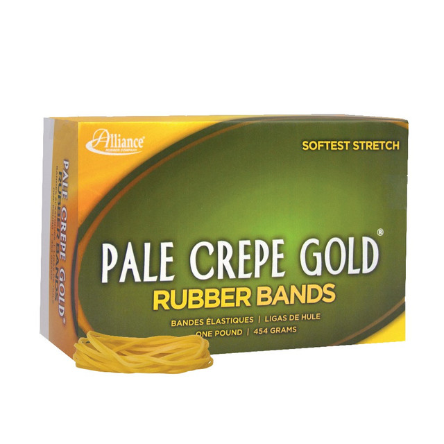 ALLIANCE RUBBER CO 20185 Alliance Rubber Pale Crepe Gold Rubber Bands , #18, 3in x 1/16in, 1 Lb, Box Of 2,205