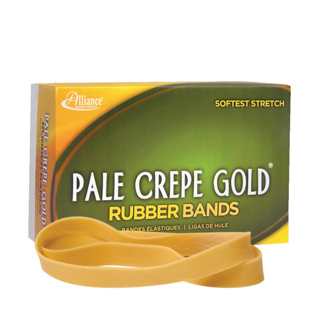 ALLIANCE RUBBER CO 21075 Alliance Rubber Pale Crepe Gold Rubber Bands, #107, 7in x 5/8in, 1 Lb, Box Of 60 ALLIANCE RUBBER CO 21075 Alliance Rubber Pale Crepe Gold Rubber Bands, #107, 7in x 5/8in, 1 Lb, Box Of 60