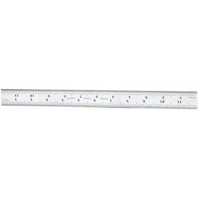 Starrett 52702 Steel Rule: 12" OAL, 16R Graduation, Rigid, 1" OAW