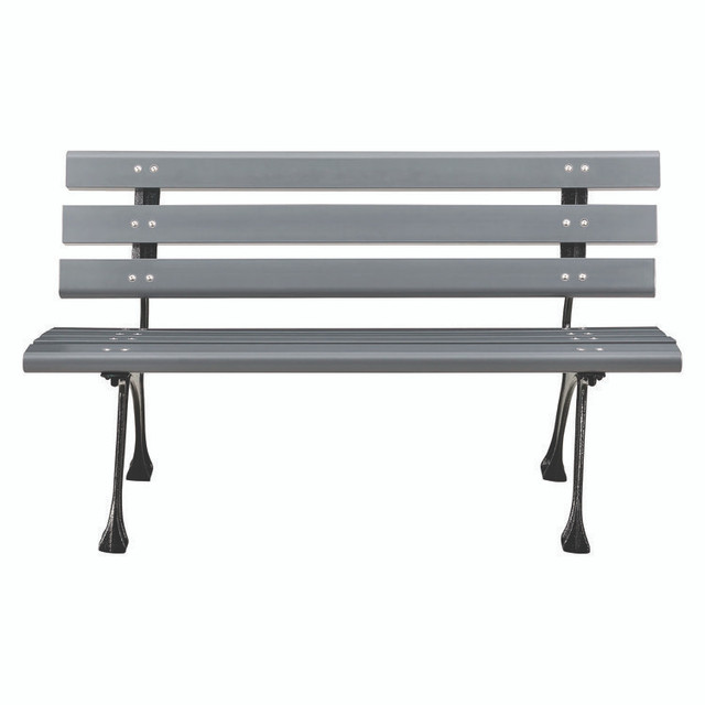 GLOBAL INDUSTRIAL 240125GY Recycled Plastic Benches with Back, 48" x 23" x 28", Gray Seat/Back, Gray Base