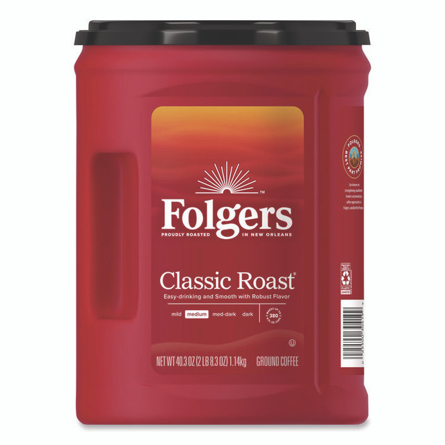 KEURIG DR PEPPER Folgers® 30419 Classic Roast Ground Coffee, 40.3 oz Canister, 6/Carton