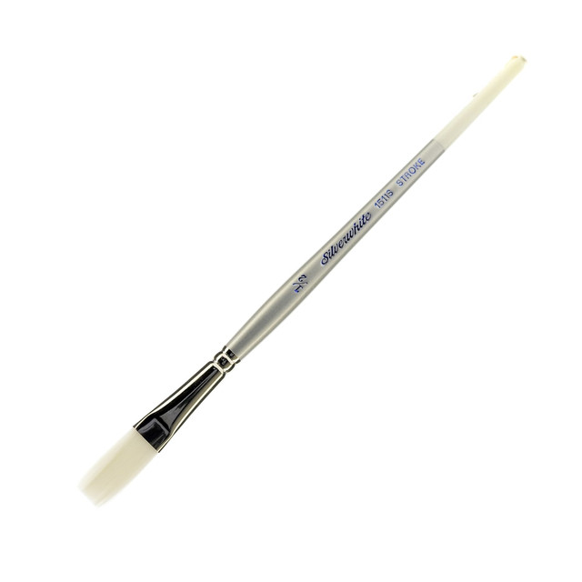 SILVER BRUSH LIMITED 1511S-1/2 Silver Brush Silverwhite Series Short-Handle Paint Brush, 1/2in, Bright Bristle, Synthetic Taklon Filament, Multicolor