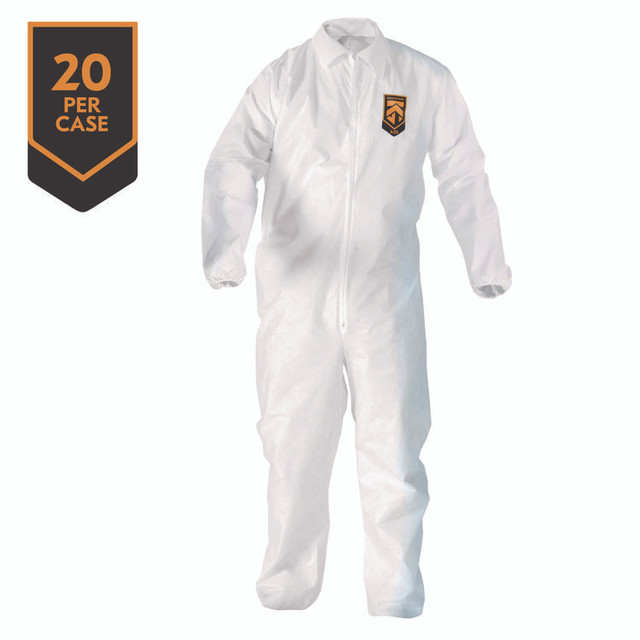 SMITH AND WESSON KleenGuard™ 49107 A20 Breathable Particle Protection Coveralls, Zip Front, Elastic Back, Wrists, Ankles, 4X-Large, White, 20/Carton