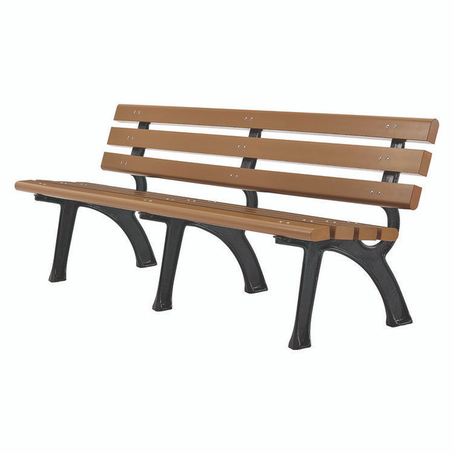 GLOBAL INDUSTRIAL 240126TN Recycled Plastic Benches with Back, 72 x 23 x 28, Tan