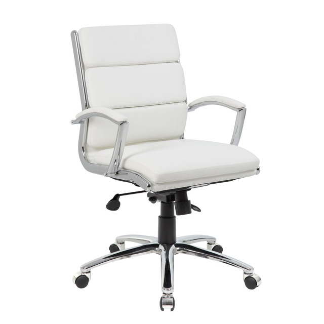 NORSTAR OFFICE PRODUCTS INC. B9476-WT Boss Office Products Caressoft Mid-Back Chair, White