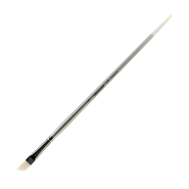 SILVER BRUSH LIMITED Silver Brush 1506LH-1/2  Silverwhite Series Long-Handle Paint Brush, Size 1/2in, Angular Bristle, Synthetic, Silver/White