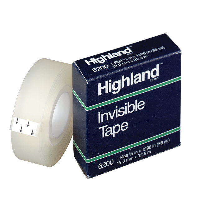 3M CO 620034X1296 3M Highland 6200 Invisible Tape, 3/4in x 1,296in, Clear 3M CO 620034X1296 3M Highland 6200 Invisible Tape, 3/4in x 1,296in, Clear