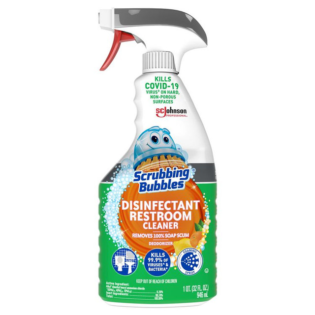 SC JOHNSON Scrubbing Bubbles® 334879 Disinfectant Restroom Cleaner, Citrus Scent, 32 oz Spray Bottle, 8/Carton