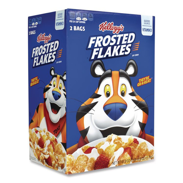 KELLOGG'S 60004075 Frosted Flakes Breakfast Cereal, 2 Bags/61.9 oz Box, 2 Boxes/Carton