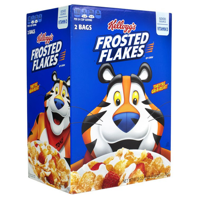 KELLOGG'S 60004075 Frosted Flakes Breakfast Cereal, 2 Bags/61.9 oz Box, 2 Boxes/Carton