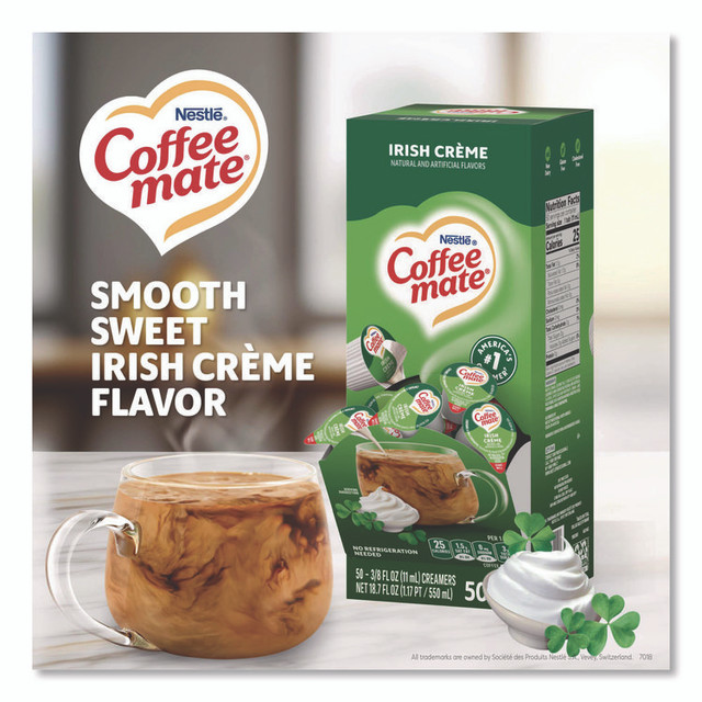 NESTLE Coffee mate® 35112 Liquid Coffee Creamer, Irish Cream, 0.38 oz Mini Cups, 50/Box
