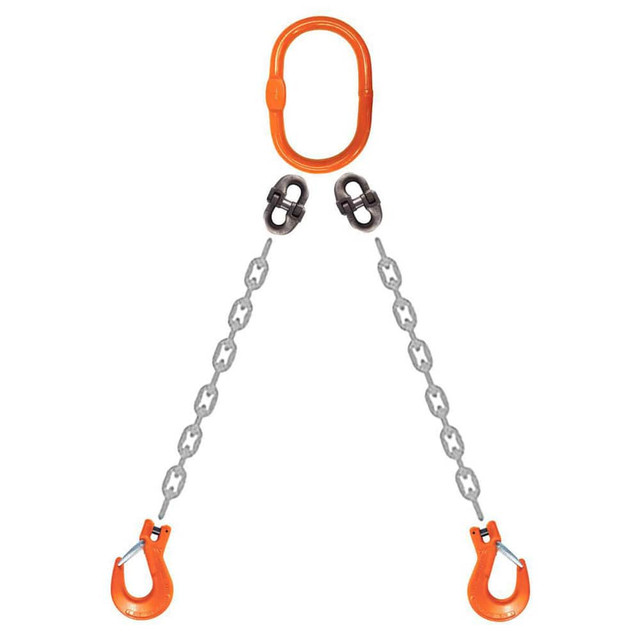 Stren-Flex CM2410G10DOS Chain Sling: 10' Long, 61,100 lb Vertical, 49,900 lb Choker, 35,300 lb Basket, Steel