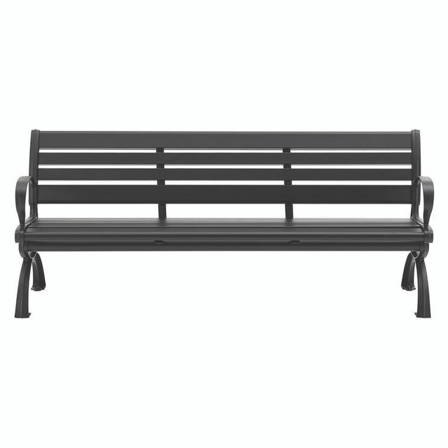 GLOBAL INDUSTRIAL 436978BK Aluminum Bench with Back, 73" x 22.75" x 30.75", Black Seat/Back, Black Base
