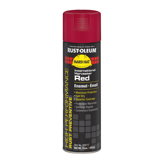 RUST-OLEUM CORPORATION 209717 Rust-Oleum Hard Hat High Performance V2100 System Rust Preventive Enamel Farm Equipment Spray Paint, 15 Oz, Gloss International Harvester Red, Case Of 6 Cans