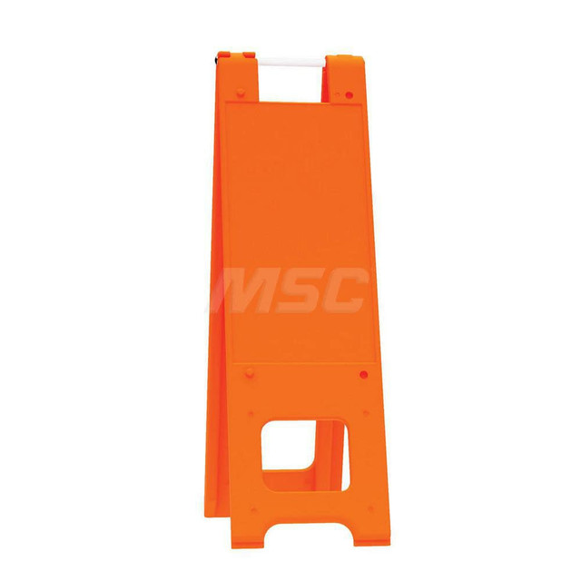 Plasticade 150-O Pedestrian Barrier Sign Stand: Plastic, Orange, Use with Indoor & Outdoor