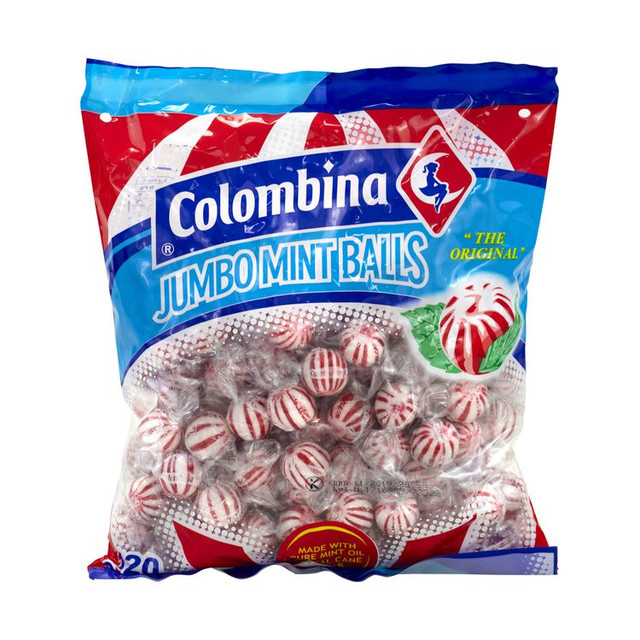 COLOMBINA S.A. 60004063 Jumbo Peppermint Balls, 0.32 oz Individually Wrapped, 120/Bag, 4 Bags/Carton