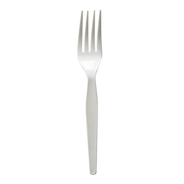 BOARDWALK FORKWHPSIW Heavyweight Wrapped Polystyrene Cutlery, Fork, Plastic, White, 1,000/Carton