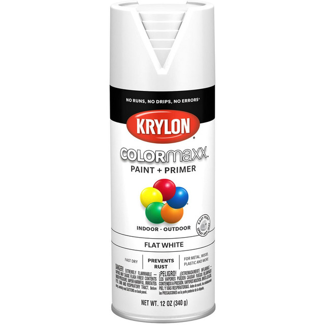 Krylon K05548007 Spray Paints; Product Type: Acrylic Enamel ; Type: Acrylic Enamel Spray Paint ; Color: White ; Finish: Flat ; Color Family: White ; Container Size (oz.): 12.000