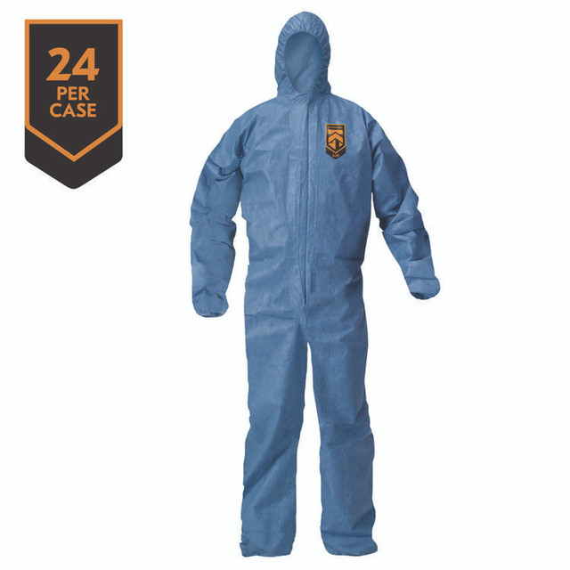 SMITH AND WESSON KleenGuard™ 58515 A20 Breathable Particle Protection Coveralls, Zip Front, Hood, Elastic Back, Wrists, Ankles, 2X-Large, Blue, 24/Carton