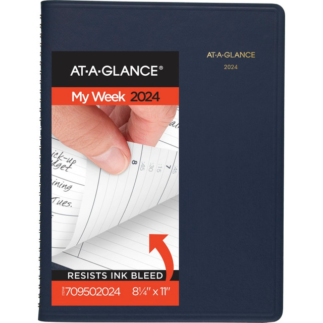 ACCO BRANDS USA, LLC AT-A-GLANCE 709502024 2024-2025 AT-A-GLANCE 13-Month Weekly Appointment Book Planner, 8-1/4in x 11in, Navy, January 2024 To January 2025, 7095020