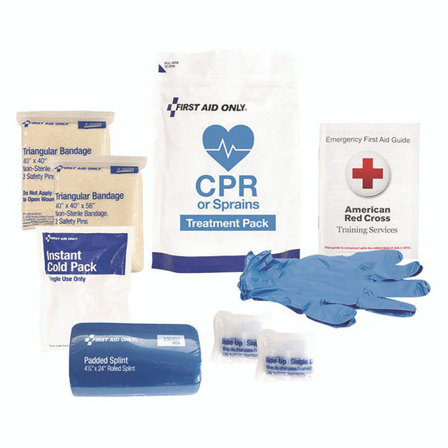 FIRST AID ONLY, INC. 91165 9-Piece CPR and Sprains Treatment Pack, 9 Pieces, Resealable Plastic Bag