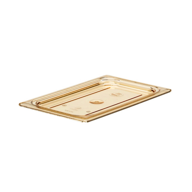 CAMBRO MFG. CO. Cambro 40HPC150  H-Pan High-Heat GN 1/4 Flat Covers, 3/8inH x 6-3/8inW x 10-3/8inD, Amber, Pack Of 6 Covers