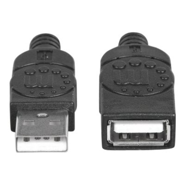 INTRACOM USA, INC. 338653 Manhattan USB-A to USB-A Extension Cable, 1.8m, Male to Female, 480 Mbps (USB 2.0), Hi-Speed USB, Black, Lifetime Warranty, Polybag - USB extension cable - USB (M) to USB (F) - USB 2.0 - 6 ft - molded - black