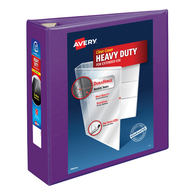 AVERY PRODUCTS CORPORATION 79810 Avery Heavy-Duty View 3-Ring Binder With Locking One-Touch EZD Rings, 3in D-Rings, 39% Recycled, Purple AVERY PRODUCTS CORPORATION 79810 Avery Heavy-Duty View 3-Ring Binder With Locking One-Touch EZD Rings, 3in D-Rings, 39% Recycled, Purple